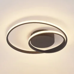 Lindby Plafón LED Emisua, negro, CCT, atenuable