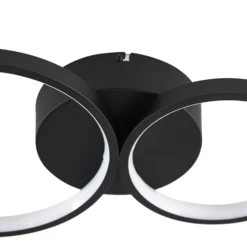 Lindby Plafón LED Evengeline, negro, aluminio, 88 cm