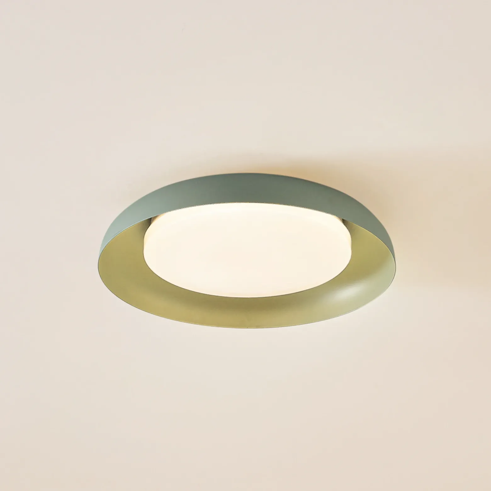 Lindby Plafón LED Florie, verde, metal, Ø 40 cm