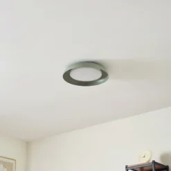 Lindby Plafón LED Florie, verde, metal, Ø 40 cm