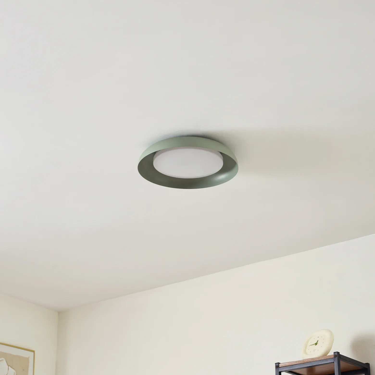Lindby Plafón LED Florie, verde, metal, Ø 40 cm