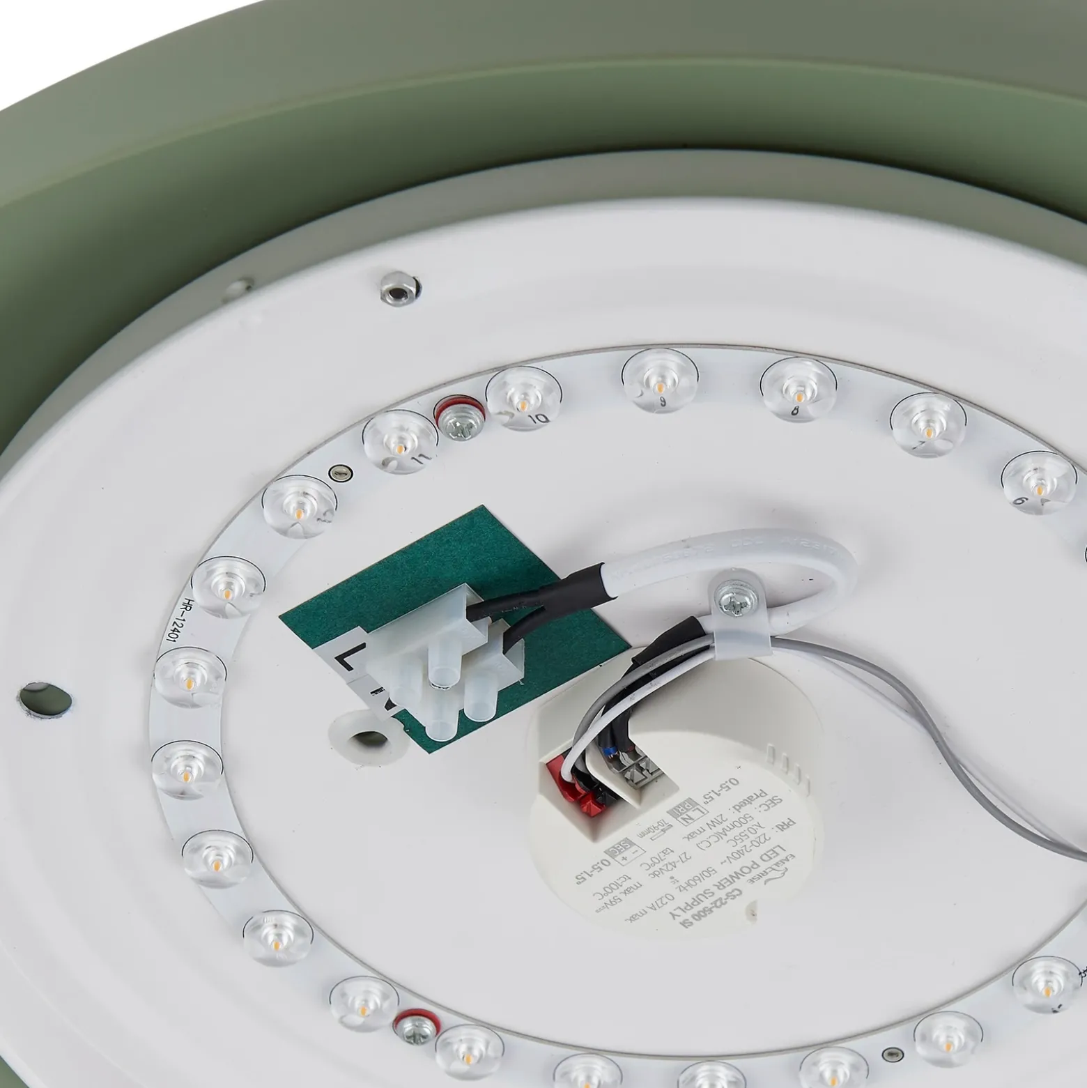 Lindby Plafón LED Florie, verde, metal, Ø 40 cm