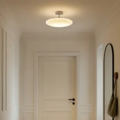 Lindby Plafón LED Gunda, blanco, cristal, Ø 48 cm, atenuable