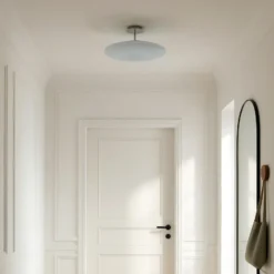 Lindby Plafón LED Gunda, blanco, cristal, Ø 48 cm, atenuable