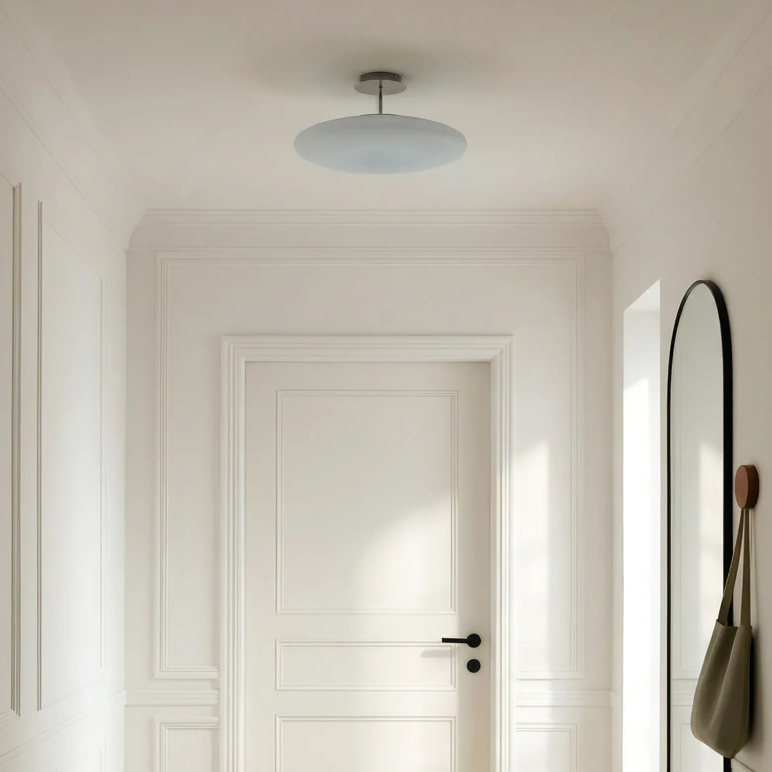 Lindby Plafón LED Gunda, blanco, cristal, Ø 48 cm, atenuable