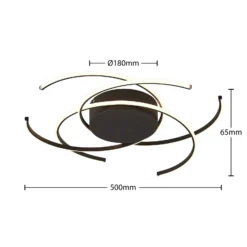 Lindby plafón LED, Hamza, Ø 49 cm, negro, aluminio