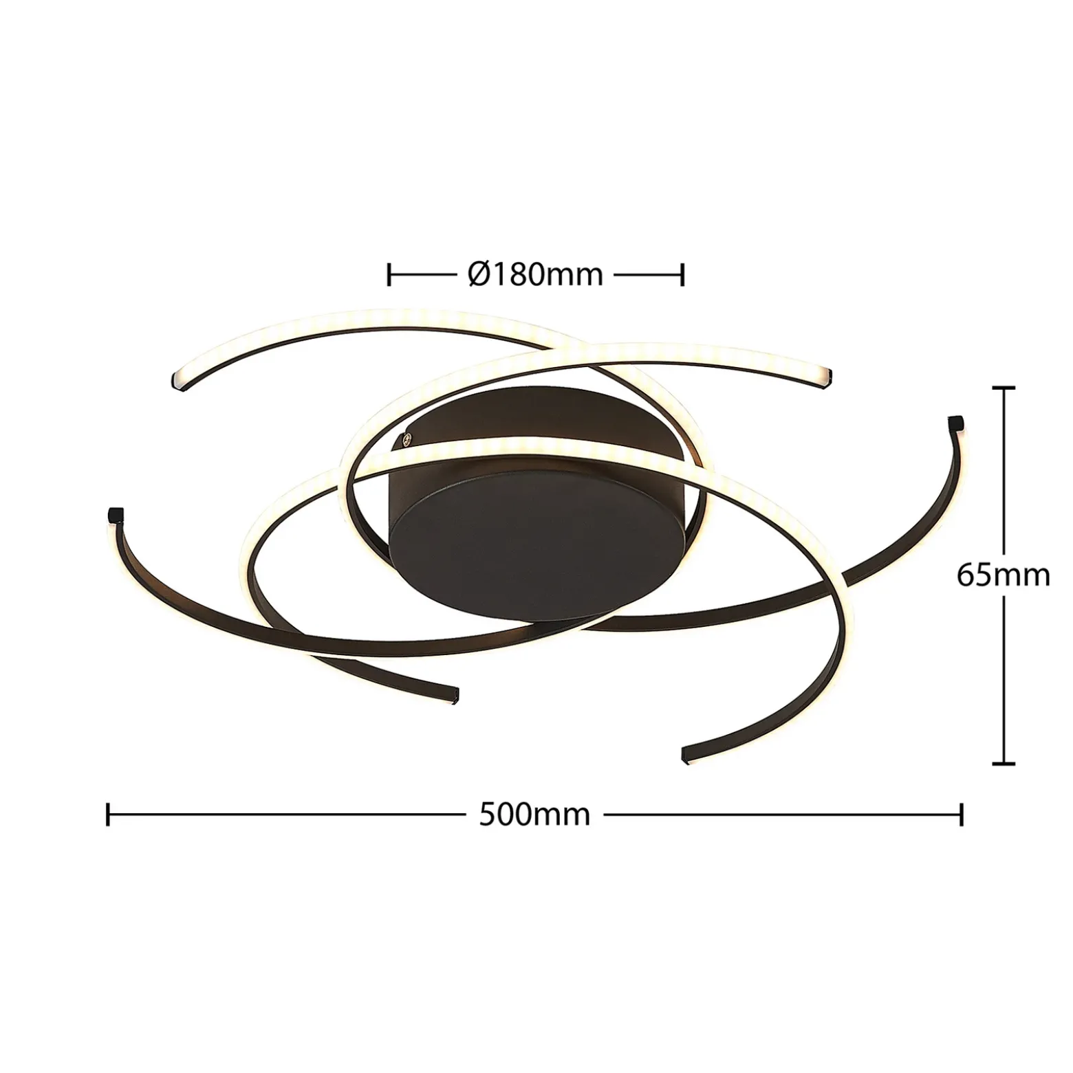 Lindby plafón LED, Hamza, Ø 49 cm, negro, aluminio