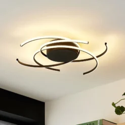 Lindby plafón LED, Hamza, Ø 49 cm, negro, aluminio