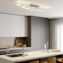Lindby Plafón LED Jarda, cristal, 134 cm de largo, atenuable