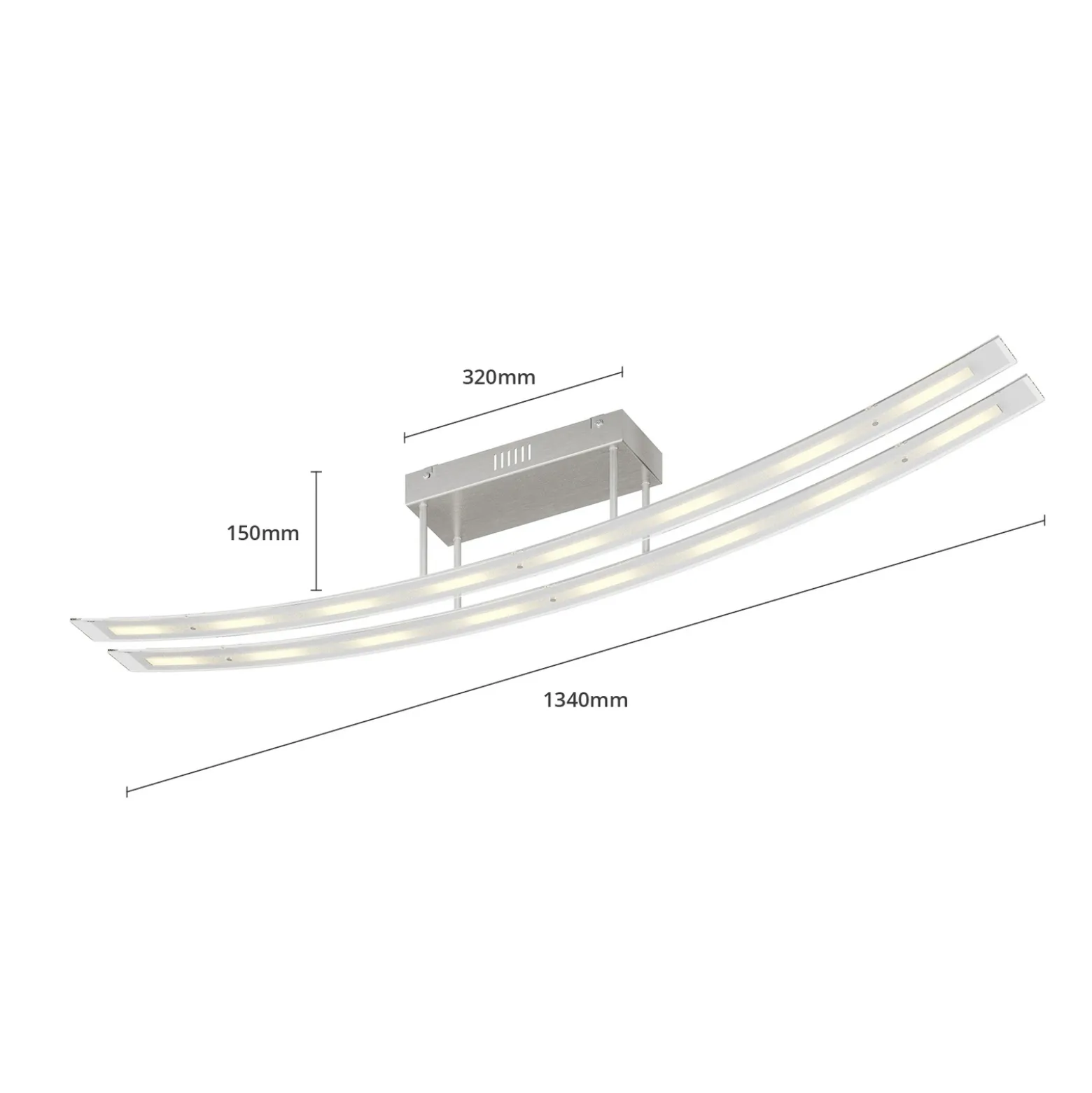 Lindby Plafón LED Jarda, cristal, 134 cm de largo, atenuable