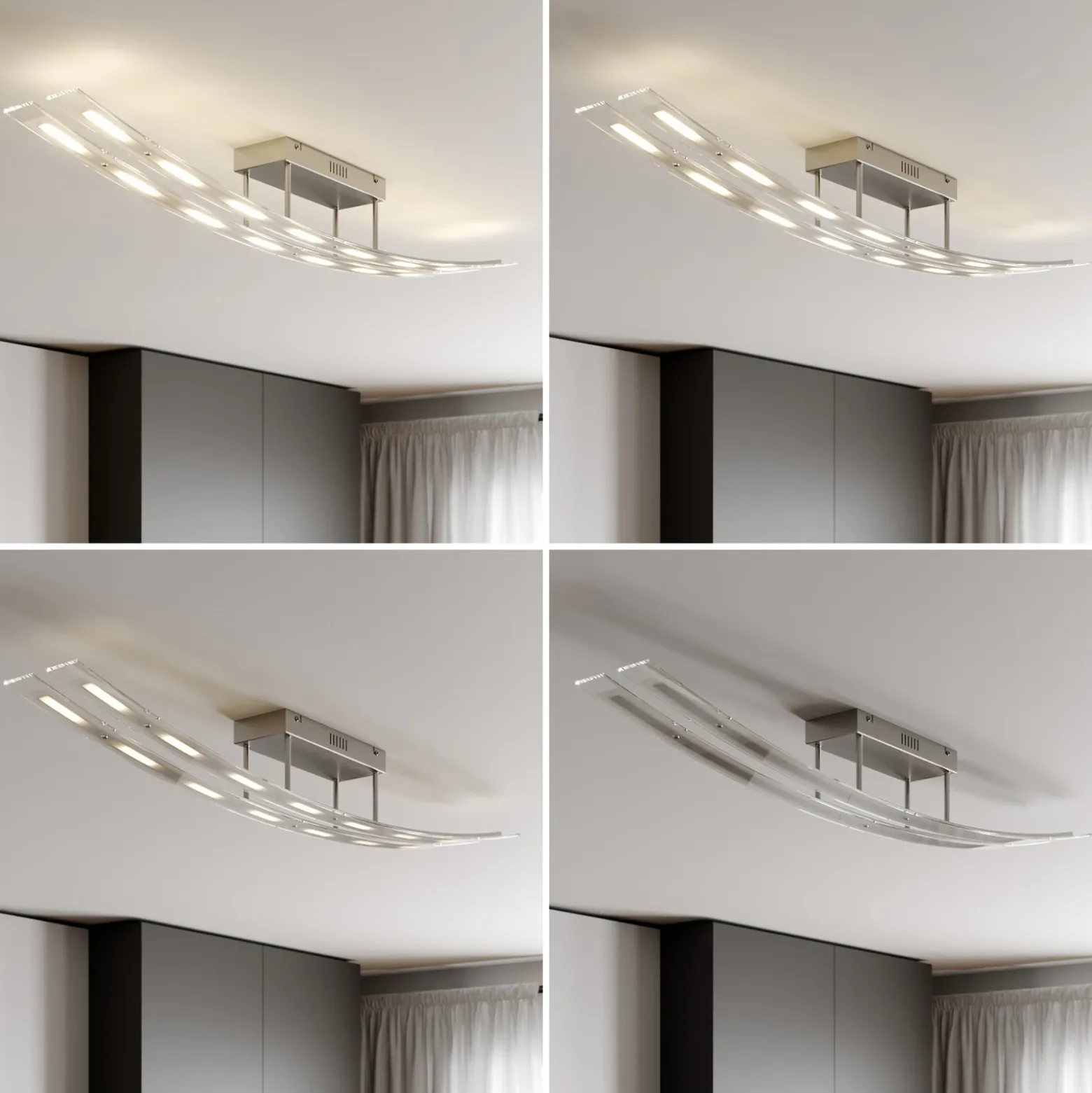 Lindby Plafón LED Jarda, cristal, 134 cm de largo, atenuable