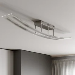 Lindby Plafón LED Jarda, cristal, 134 cm de largo, atenuable