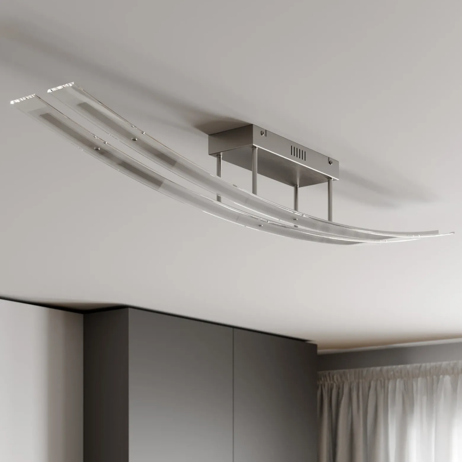 Lindby Plafón LED Jarda, cristal, 134 cm de largo, atenuable