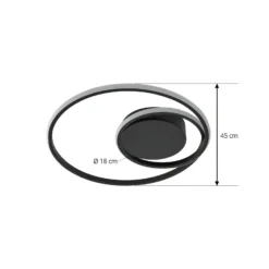Lindby plafón LED Kyron, negro, aluminio, atenuable, Ø45cm