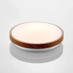 Lindby Plafón LED Mendosa, redondo, madera clara, Ø 29cm