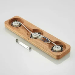 Lindby Plafón LED Mikari, 48 cm, madera, orientable