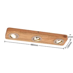 Lindby Plafón LED Mikari, 48 cm, madera, orientable