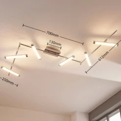 Lindby Plafón LED Pilou, 6 luces, atenuable, cromo