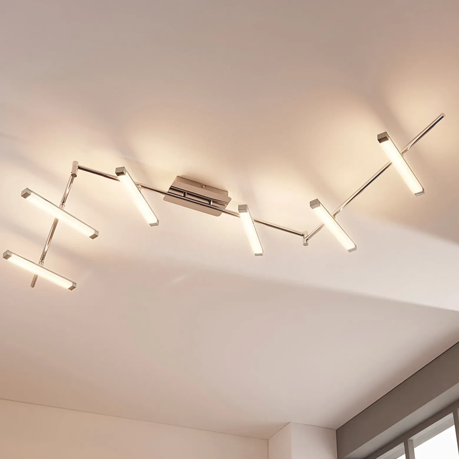 Lindby Plafón LED Pilou, 6 luces, atenuable, cromo