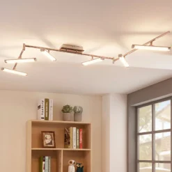 Lindby Plafón LED Pilou, 6 luces, atenuable, cromo