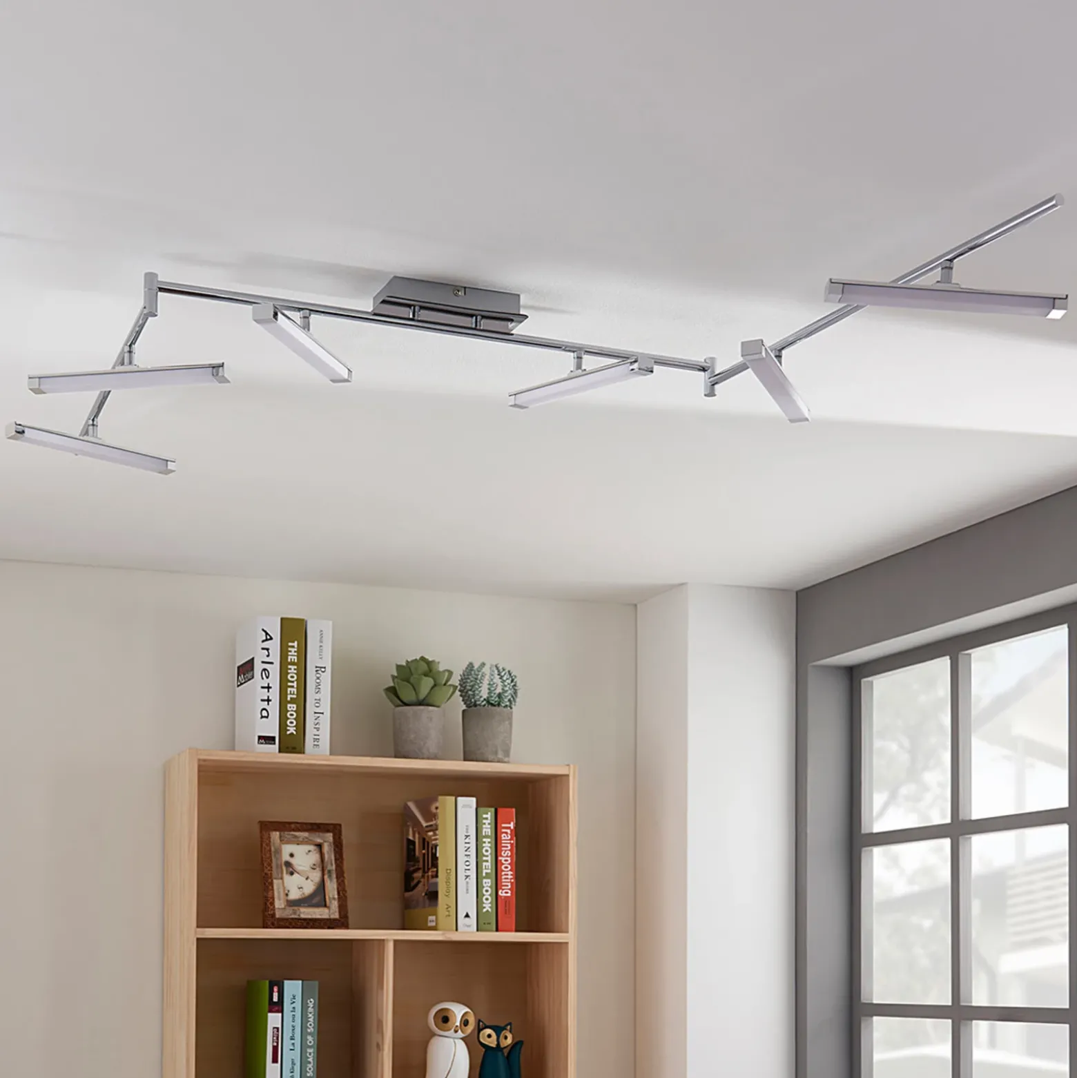 Lindby Plafón LED Pilou, 6 luces, atenuable, cromo