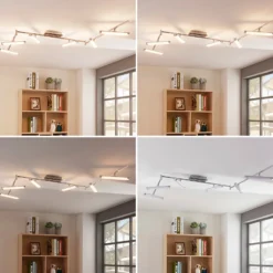 Lindby Plafón LED Pilou, 6 luces, atenuable, cromo