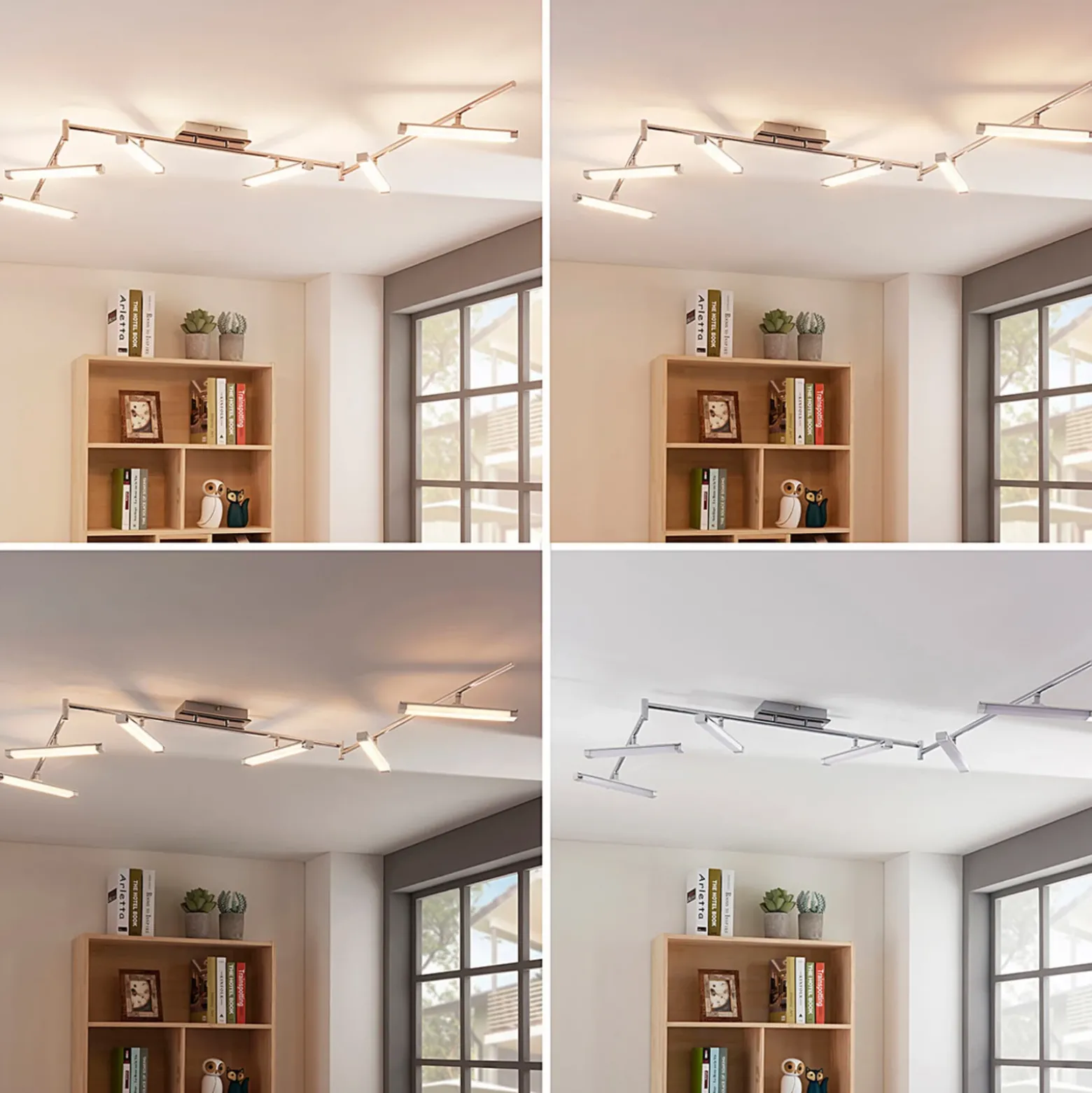 Lindby Plafón LED Pilou, 6 luces, atenuable, cromo