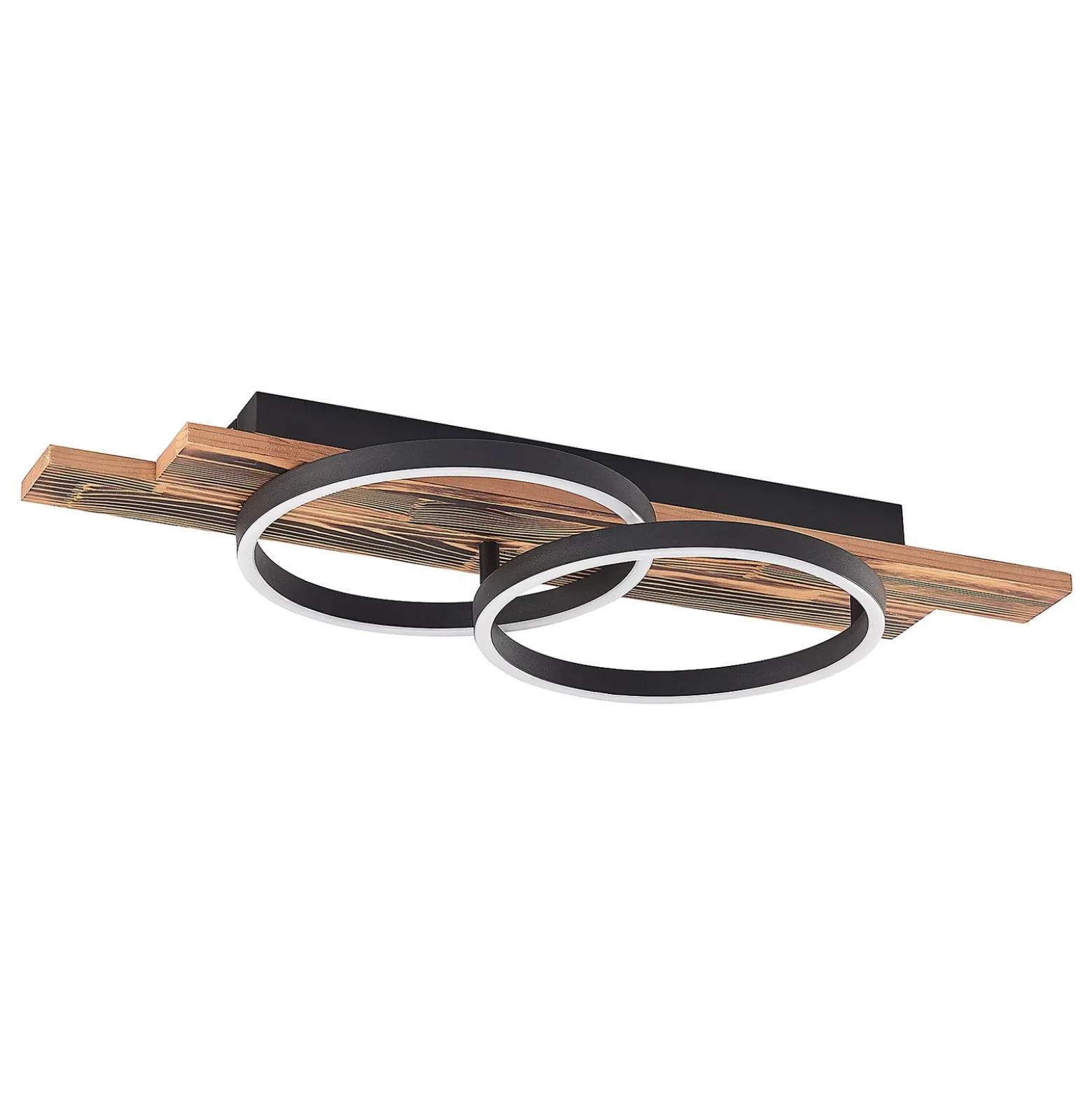 Lindby Plafón LED Sentoa, madera, 75 cm de largo, 3.000 K