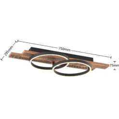 Lindby Plafón LED Sentoa, madera, 75 cm de largo, 3.000 K