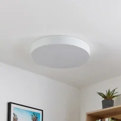 Lindby Plafón LED Simera, Ø 50cm, blanco, metal