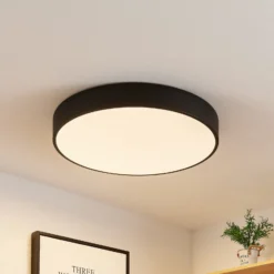 Lindby Plafón LED Simera, Ø 50cm, negro, metal