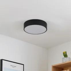 Lindby Plafón LED Simera, Ø 30 cm, negro, blanco