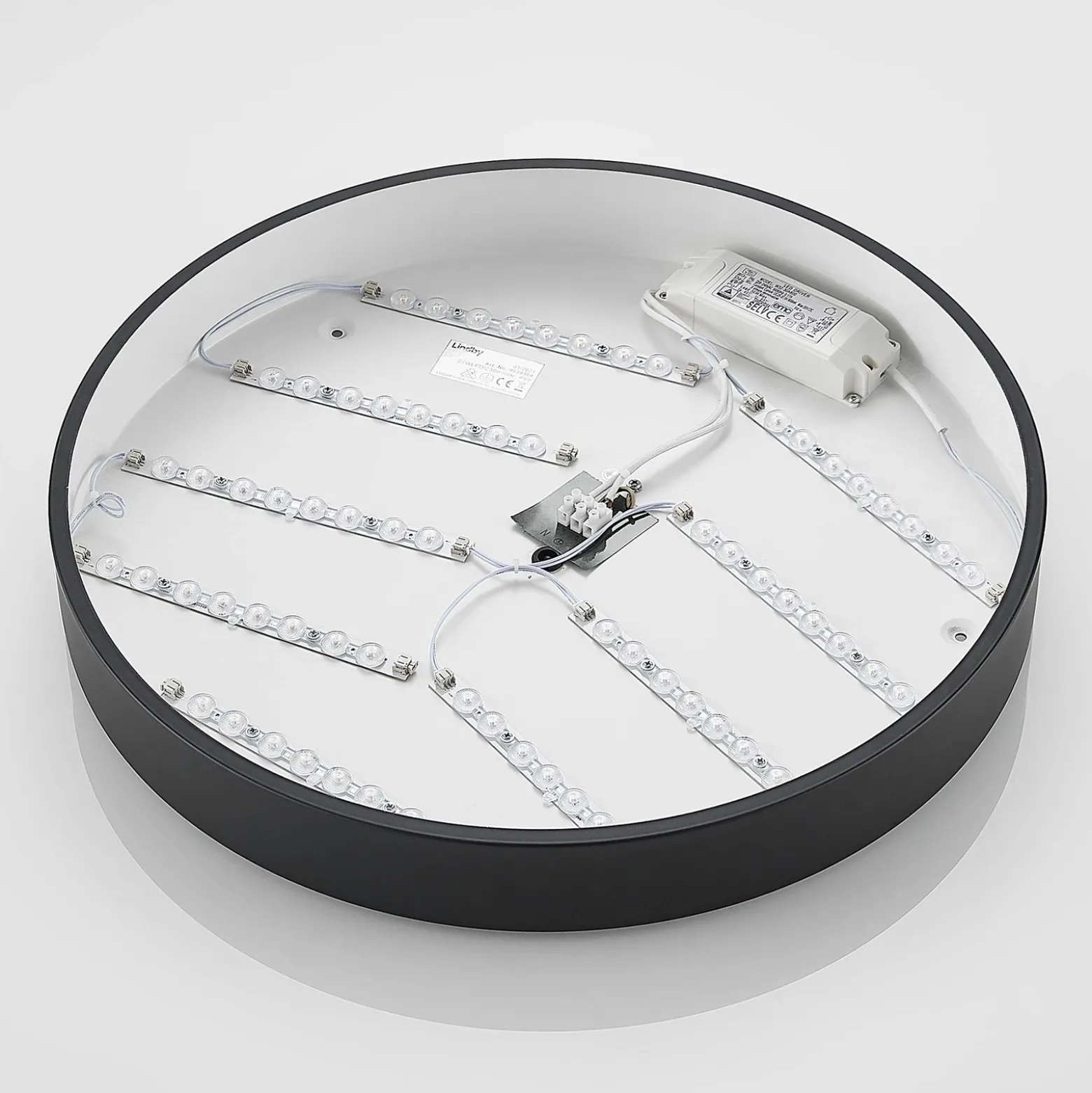 Lindby Plafón LED Simera, Ø 50cm, negro, metal