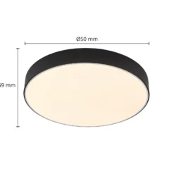 Lindby Plafón LED Simera, Ø 50cm, negro, metal