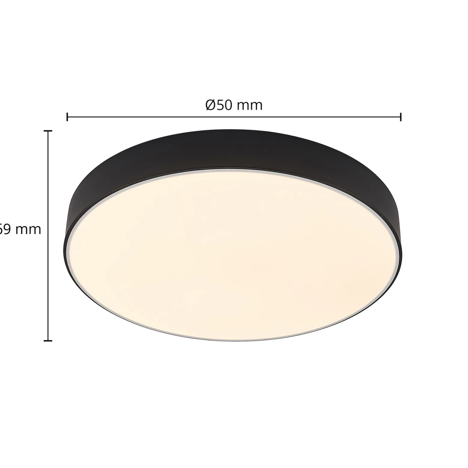 Lindby Plafón LED Simera, Ø 50cm, negro, metal