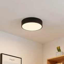 Lindby Plafón LED Simera, Ø 30 cm, negro, blanco