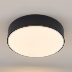 Lindby Plafón LED Simera, Ø 30 cm, negro, blanco