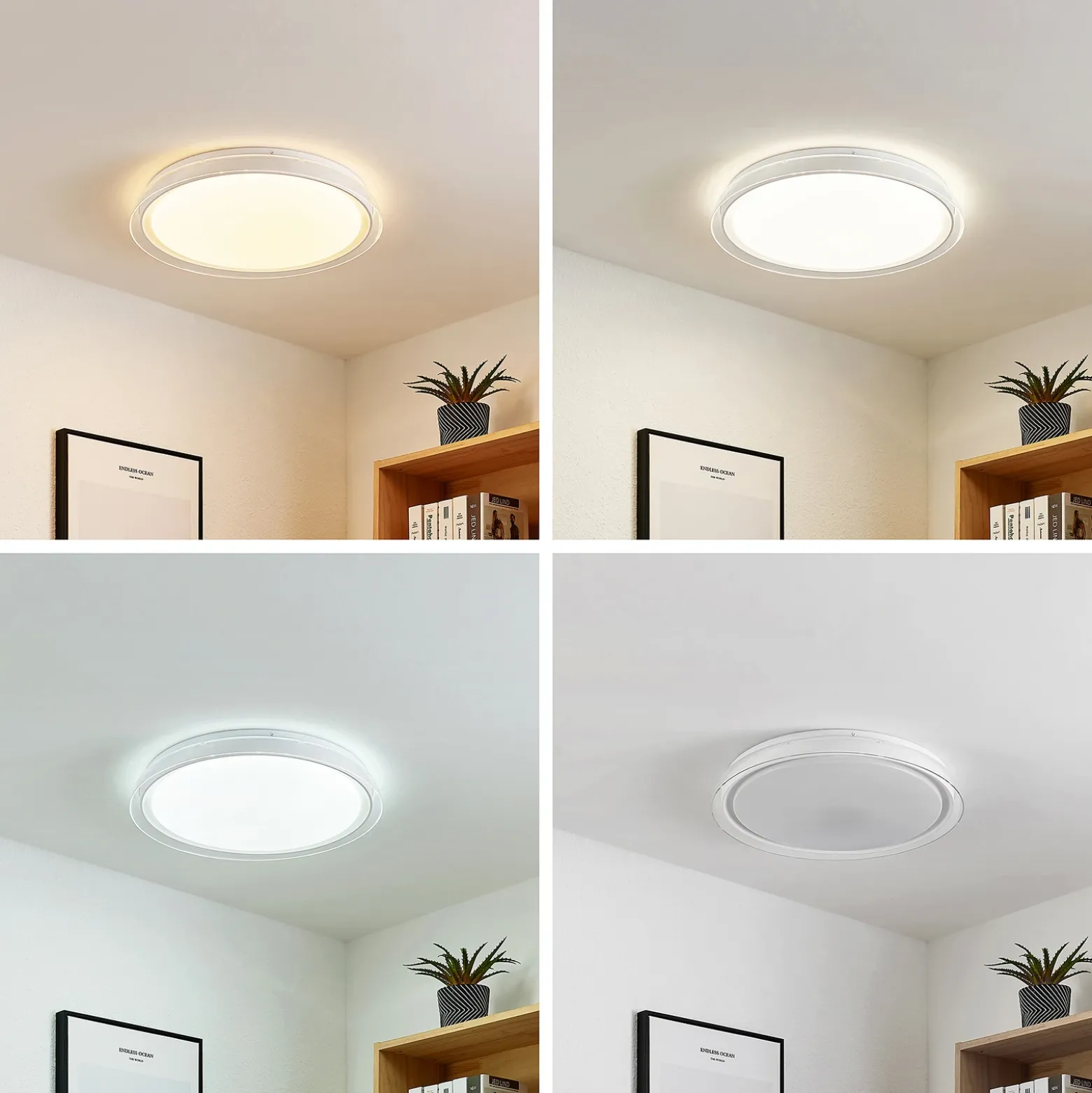 Lindby Plafón LED Sleya Ø 50 cm, blanco, CCT, atenuable