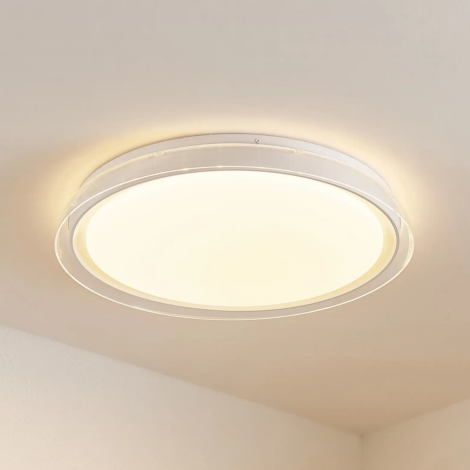 Lindby Plafón LED Sleya Ø 50 cm, blanco, CCT, atenuable