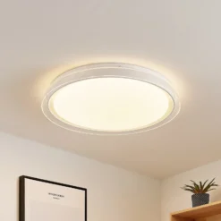 Lindby Plafón LED Sleya Ø 50 cm, blanco, CCT, atenuable