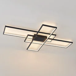Lindby Plafón LED Tetson, negro, metal, atenuable