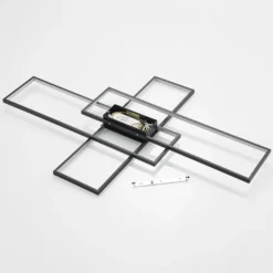 Lindby Plafón LED Tetson, negro, metal, atenuable
