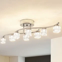 Lindby Plafón LED Yaro, 8 luces, cromo, atenuable