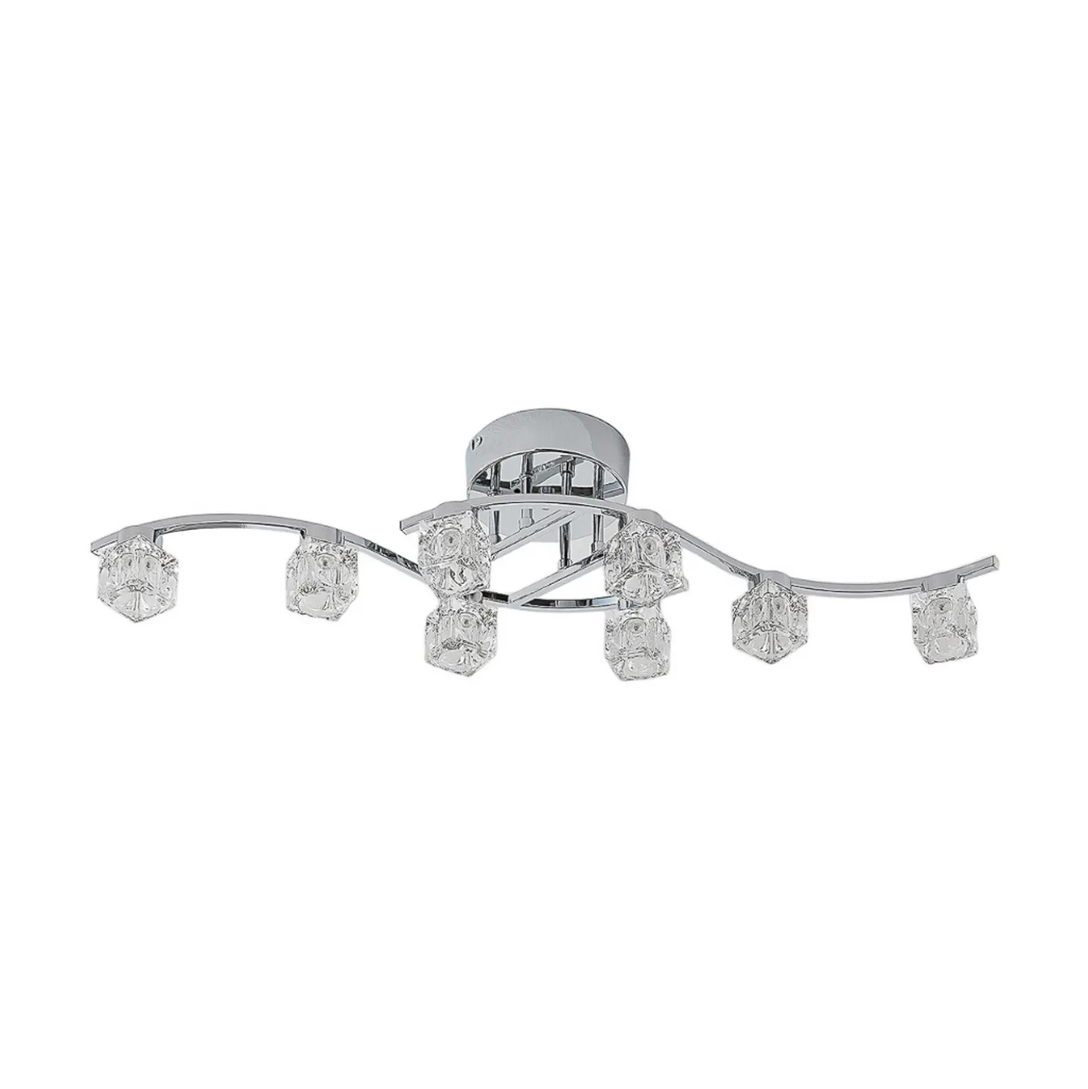 Lindby Plafón LED Yaro, 8 luces, cromo, atenuable