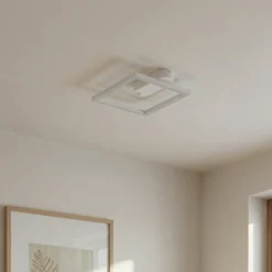 Lindby Plafón LED Yulla, blanco, detector de movimiento
