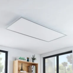 Lindby Plafón LED Zento, 120 cm, plata, 4.000 K