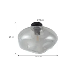 Lindby Plafón Lelia, gris humo, cristal, Ø 35 cm