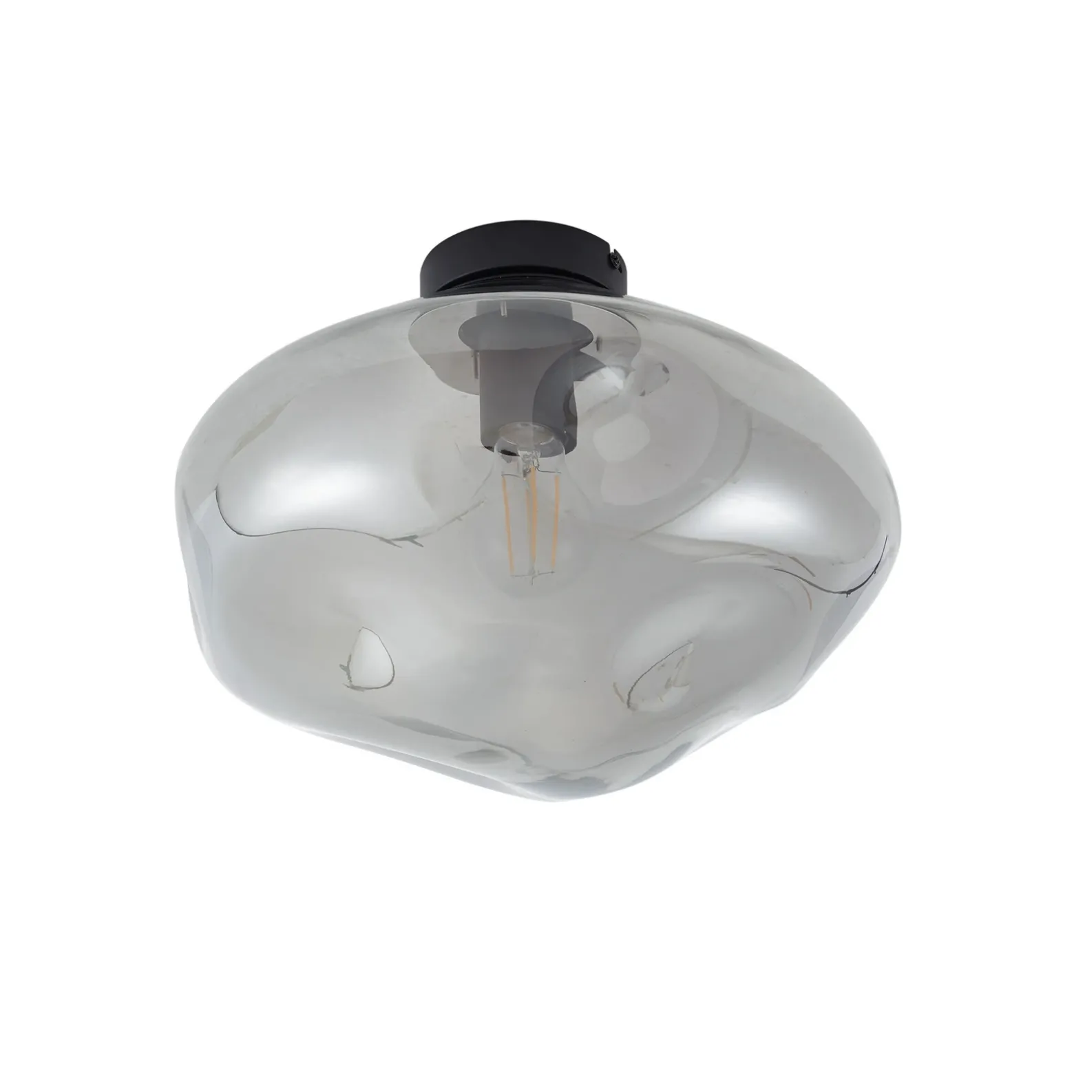 Lindby Plafón Lelia, gris humo, cristal, Ø 35 cm