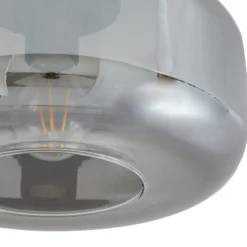Lindby Plafon Hildur, Ø 28,5 cm, gris humo, cristal