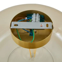Lindby Plafon Hildur, Ø 28,5 cm, ámbar, cristal
